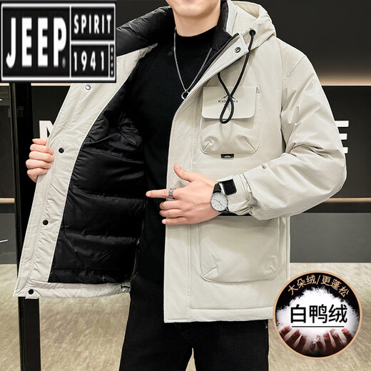 Jeep (Jeep) Herren-Outdoor-Kleidung 2024 Herbst und Winter High-End-verdickte Trendy Brand Arbeit Jacke Winterjacke 9902 Meter Weiß 4xl 175jin [Jin ist 0,5 kg]