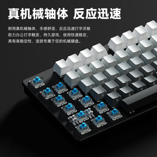 风陵渡 K870侧刻渐变机械键盘有线电竞游戏吃鸡LOL键盘台式家用笔记本打字办公键盘 87键黑莓渐变【混光】 茶轴