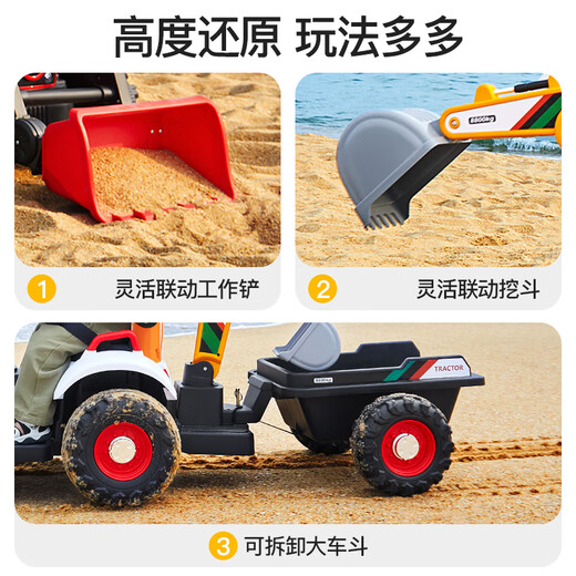 Bebjia children's electric car four-wheel electric car children's car four-wheel children's car children's electric car toy car can sit on forklift | red + 12V4.5 battery + remote control