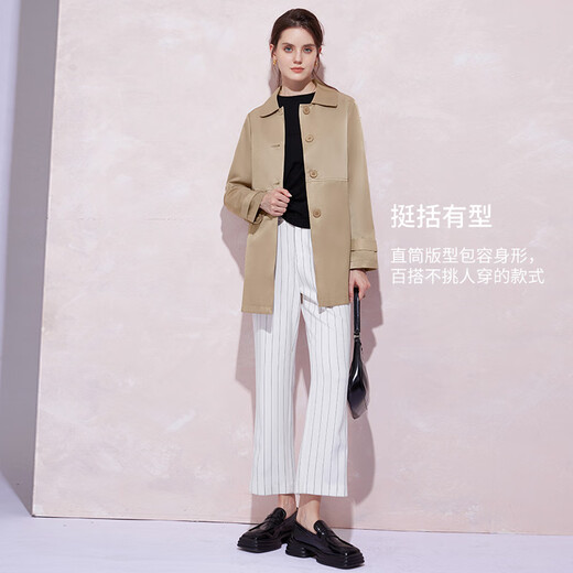 Klassische Geschichte (Jane Story) Einfache und elegante Mittellänge-Trenchcoat für Frauen 2025 Neue Spring High-End-Feste Farbe Dünner Grabenschicht kleiner Menschen Pink M
