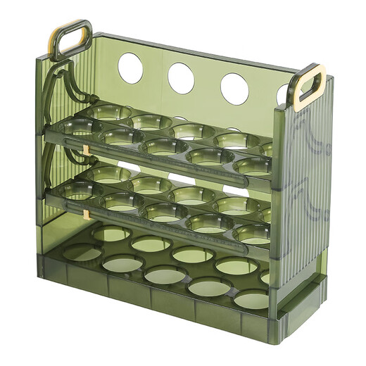 Juke egg storage box refrigerator side door storage rack reversible kitchen special egg tray storage box QC three layers can hold 30 eggs/striped style
