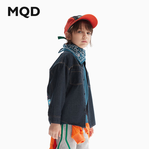 MQD Children's Clothing Boys Denim Thin Jacket 24 Autumn New Children's Contrast Color College Lapel Shirt