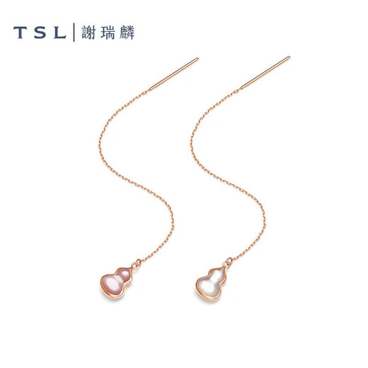 谢瑞麟（TSL）甜心系列18K金耳线女款可爱贝母葫芦爱心彩金耳饰AG684-AG685 AG685 爱心耳线