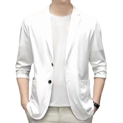 凡客诚品（VANCL）防晒西服男春夏单层薄款夏季士休闲衣小西装轻薄春秋季单 718#白色 2XL