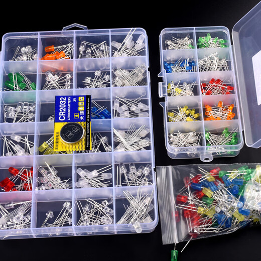 Dengshitang 3MM/5MM light emitting diode package LED lamp bead component package red green orange yellow blue white mist bag/box 3mm LED 6 kinds of bags