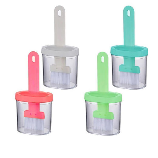 Oil brush with bottle, household high temperature resistant kitchen pancake brush, oil brush, honey bottle, condiment bottle, barbecue oil brush artifact, nylon soft bristle brush*, precise control of oil volume, green 1 piece* thickened version, oil pot and oil brush integrated