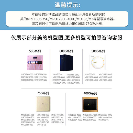 乐博维滤芯适配美的净水器机滤芯S1过滤器通用滤芯MRO1686A/1686B 复合后置活性炭RO反渗透膜F1 RO反渗透膜滤芯 适配美的净水器MRC1592B-50G滤芯