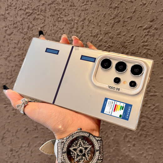 Chenjing, geeignet für Samsung S25ultra Mobiltelefon Hülle High-End-Mattfarbe Silber Galaxys24 Creative Kühlschrank-Tür S23 Persönlichkeit Nische S23ultra Anti-Fall S25 Schutzhülle [Schwarz Farbe Silber] Kühlschrank-Tür Samsung Galaxy S24 Ultra
