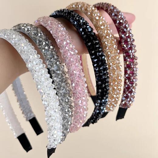 Tang Funi headband women's high-end going out headwear headband girls children's rhinestone headband face wash headband headband women 2024 new style champagne color