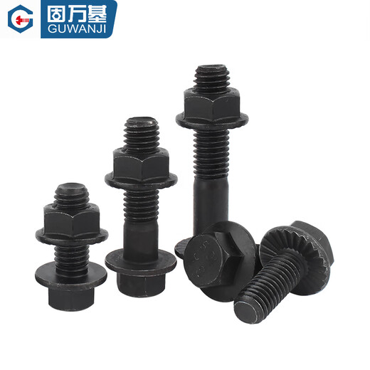 Guwanji 10.9 grade external hexagonal toothed flange screw nut external hexagonal bolt screw set GB5787 screw flat bottom M8x35 (10 sets) full tooth