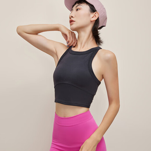 ANNERUN running vest for women, shock-proof, high-intensity, big breasts, small underwear, anti-sagging, fitness, Pilates, yoga wear, white, M, one size fits all