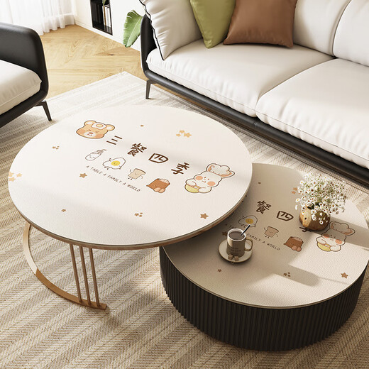 Lilang dining table mat round small round table round coffee table mat no-wash oil-proof and waterproof tablecloth anti-scalding anti-slip mat dining table mat three meals four seasons bear diameter 150cm