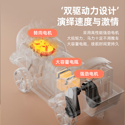No more fun, no more electric train that can seat four people, 1-6 years old, motorcycle, two-seater, children's remote control car toy car, retro Chinese red (spray dual electric dual drive remote control)