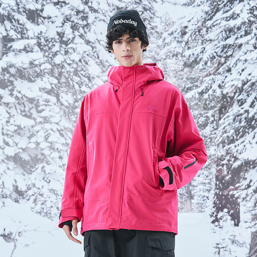 
NOBADAY single and double snowboard jacket thickened warm tops men's professional windproof waterproof cold-proof hooded jacket for women in winter black S