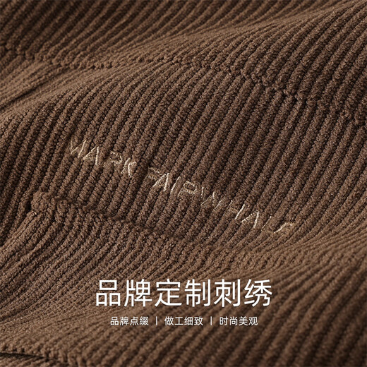 Mark Huafei Corduroy Jacket Men's 2025 Autumn and Winter New Contrast Color Lamb Velvet Plus Velvet Warm Loose Casual Jacket Coco Brown M (170)