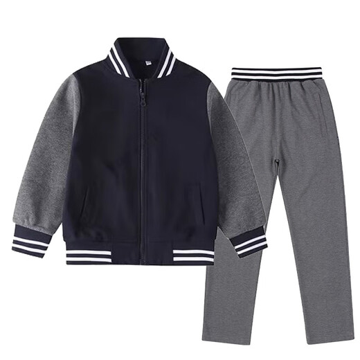 Zhufan Hubei Enshi Qingjiang Fremdsprachenschule Schüler School Uniform Set Grundschule Qingwai Baseballuniformen Marine Blue Jujube Red Sommer 717# Qingjiang Kurzarm Weiß gepaarte Schwarz und Rot gestreifte Kragen 180 cm