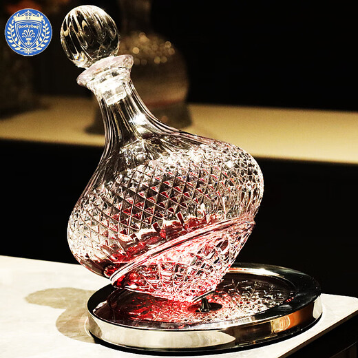 XiangxingROCK high-end light luxury crystal glass with lid red wine decanter pot pouring wine decanter ornaments diamond pattern-decanter simple package 1200ml
