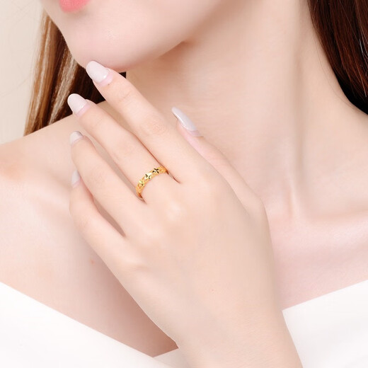 Yujingji Fat Donglai same style Focus on quality Four-leaf clover ring new gold women's model 999 gold opening adjustable 5 four-leaf clover ring