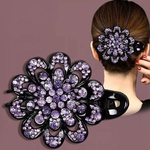 Kahneman Large Grappling Clip Back of the Head Hair Clip Women's Gradient Duckbill Clip Hair Clip Mother's Gift New Ponytail 3-Tooth Elegant Purple Swallowtail Clip