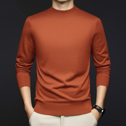 NOSSKISS luxury high-end brand wool sweater men's worsted mercerized pure wool sweater spring and autumn half turtleneck thin bottoming shirt dark gray 100-count mercerized M 170