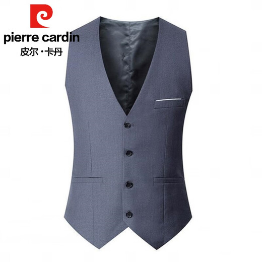皮尔卡丹（pierre cardin）春秋新款英伦时尚男士西装马甲修身坎肩男背心韩版西服马夹潮流帅 灰色马甲单件(商务免熨烫款) 2XL 140斤以下胖就拍大一码