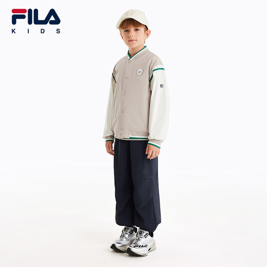 Fila Feihu Technology Fila Children's Jacket 2025 Spring New Men's and Big Children's Jacket Sportswear Shoal Middle Khaki-DK 150