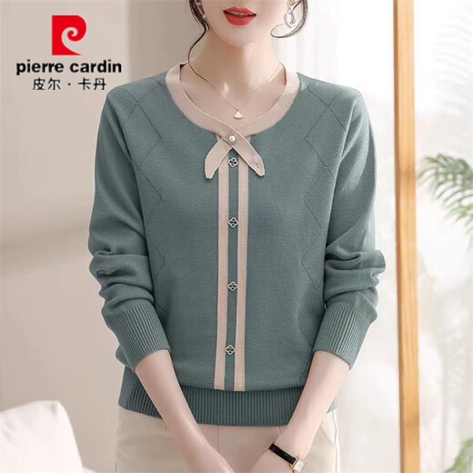Pier Cardin, jeune mère, robe Tempérament Shirt Tript Spring and Automn Sweater Automne Base Buthirt Nouveau haut à manches longues lâches TT698 # Bourgogne M 95-105Jin [Jin est égal à 0,5 kg]