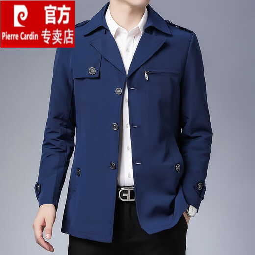 Pierre Cardin 2025 new style windbreaker men's short spring and autumn business casual lapel men's commuter jacket iron-free fashion jacket trend 2732 black 5XL (recommended 190-210Jin Jin equals 0.5 kg to wear)