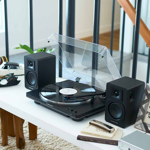 Audio-Technica AT-LP70X vinyl record player, fully automatic belt drive, dual speed record player, retro phonograph, record player, professional audio LP70XBT Black Silver + Yamaha WS-B1A