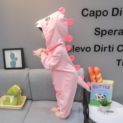 
G.DUCKKIDS little yellow duck children's clothing children's pajamas girls' home clothes spring and autumn new hooded dinosaur long-sleeved onesie crawling suit pink dinosaur nightgown [winter style] 130 Recommended for 7 to 8 years old [120-130cm] cm
