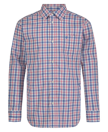 IZOD Boys Long Sleeve Plaid Shirt Casual Versatile Pocket Flamingo/Picnic Plaid 18-20