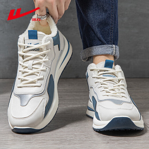 Pull back men's shoes winter cotton shoes men's velvet thickened high-top warm sports shoes 2025 new thick-soled versatile dad shoes rice blue | velvet 42 (260mm)