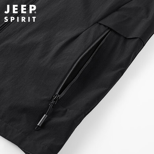 JEEP SPIRIT Jeep Jacket Men's Spring and Autumn Jacket Men's Reversible Stand Collar Casual Sports Men's Top Black XL
