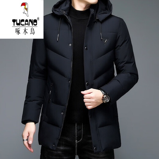 
Woodpecker Winter feather down jacket for men's mid-length cotton hooded casual jacket for middle-aged and young men's warm cotton top Black 1988 cotton XL Recommended 95-120Jin [Jin equals 0.5 kg] Upgraded and added cotton