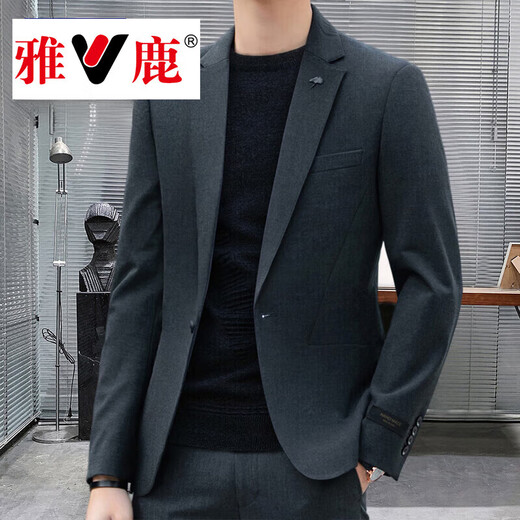 Yalu suit men's high-end customized casual formal wear spring and autumn new business small suit men's wedding dress black suit + trousers XL/52 pants (32) recommended 121-140Jin Jin equals 0.5 kg