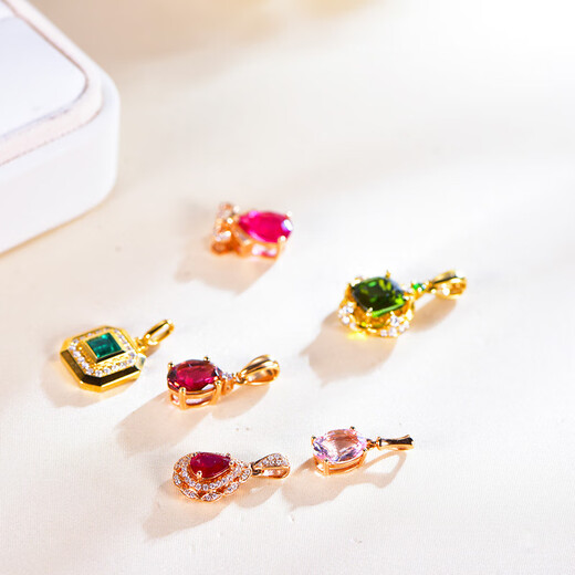 Millais natural colored sapphire blue ruby pendant red and green tourmaline necklace tanzanite women's 18K gold jewelry diamond spot 13.22ct tanzanite pendant with diamond 1.62ct (1)