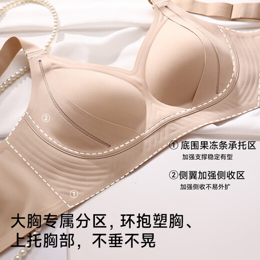 Tingmei's large breasts appear smaller, seamless lifting and gathering liquid foundation underwear for women to reduce side breasts and prevent sagging, without rims, thin bra