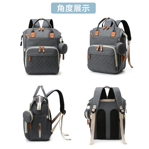 邦帛世大容量妈咪包 多功能便携宝妈收纳双肩包 奶瓶尿布分格 USB充电口 大容量妈咪包【深灰色】