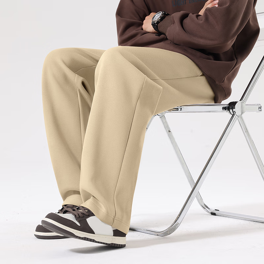 MINISO straight-leg pants for men spring and autumn new solid color trendy drape sports casual pants and sweatpants for men loose and versatile trousers black (solid color) XL 180 (weight 140-160Jin Jin is equal to 0.5 kg)