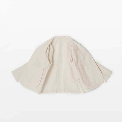 MUJI (MUJI) women's linen cotton shirt jacket women's long-sleeved jacket 25 years summer suit small suit women's clothing BD0ZZC5S ivory stripes M (160/84A)