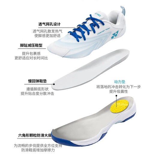 YONEX Yonex badminton shoes new yy wear-resistant non-slip men's and women's shock-absorbing training women's shoes sports sneakers CFT2EX white/blue men's and women's sports shoes 41 It is recommended to take 1 size larger