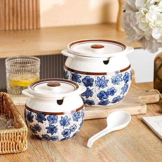 High-temperature ceramic lard jar, thickened amphora oil bottle with spoon and lid, seasoning jar, chili oil bottle, Uncaria thickened with spoon 5Jin Jin is equal to 0.5kg 2500ml