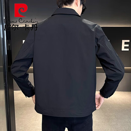 Pierre Cardin high-end executive jacket men's spring and autumn 2025 new versatile business casual lapel top men's black XL 130-145Jin Jin equals 0.5 kg