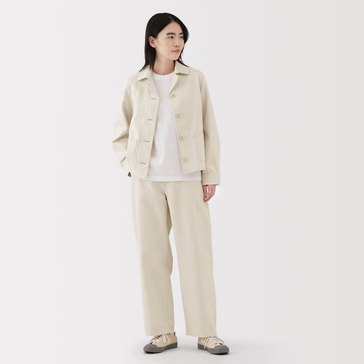 无印良品（MUJI）女式 木棉混宽版锥形裤 裤子女款休闲裤长裤女装春夏季 BE1XIA5S 原色 M （160/66A）