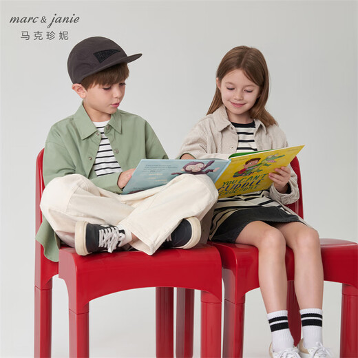 MARC&JANIE Mark Jane children's new spring clothing boys' fun dinosaur graffiti cotton casual shirt 231760 military green 120