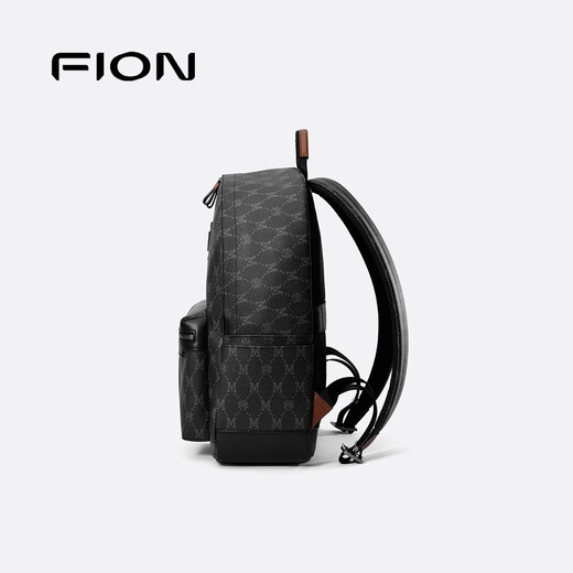 Fion (Fion) 2025 Nouveau sac à dos commercial à l'ancienne classique, sac à dos rétro à grande capacité, sac pour hommes léger, noir / café