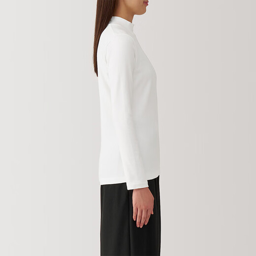 MUJI women's raised rib knit half turtleneck long-sleeved T-shirt base layer for winter BBD93C4A white S