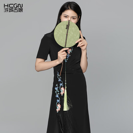 Hucheng Gu Niang Sommer High-End Light Luxury Chinesischer Stil Damen Essigsäure Taille-Hub-Langrock Futai Kleid BMT11303 Orange S