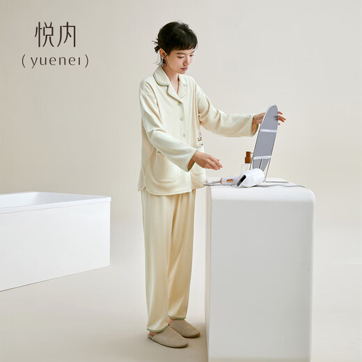 Yuenei Couple Pajamas Women's Autumn and Winter Winter Island Velvet Flannel Thickened Coral Velvet Home Clothing Men's Suit 480004 Milky Apricot Color Women's 2XL (Male 160-180 Jin Jin equals 0.5 kg / Female 140-160 Jin Jin equals 0.5 kg)