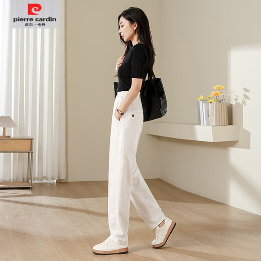 皮尔卡丹（pierre cardin）【1392人收藏】宽松白色小个子小脚哈伦裤女2025新款薄款气质高腰 【BS9192】白色 26 【1尺9】建议80-90斤